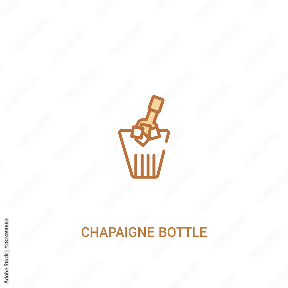 Poster chapaigne bottle in bucket concept 2 colored icon. simple line element illustration. outline brown c