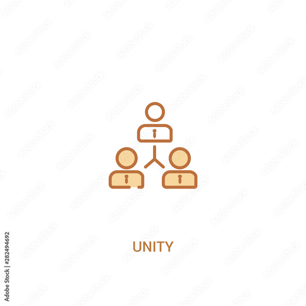 Poster unity concept 2 colored icon. simple line element illustration. outline brown unity symbol. can be u