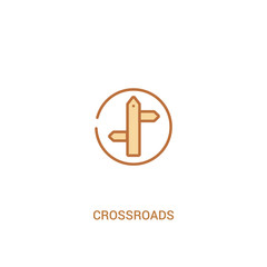 crossroads concept 2 colored icon. simple line element illustration. outline brown crossroads symbol. can be used for web and mobile ui/ux.
