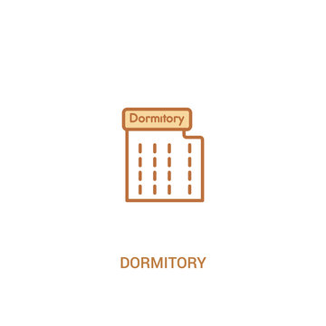 Dormitory Concept 2 Colored Icon. Simple Line Element Illustration. Outline Brown Dormitory Symbol. Can Be Used For Web And Mobile Ui/ux.