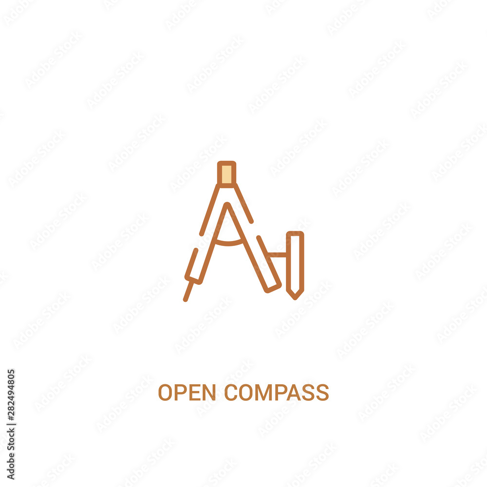 Poster open compass concept 2 colored icon. simple line element illustration. outline brown open compass sy