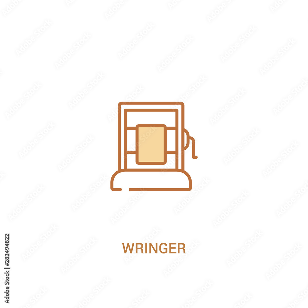 Poster wringer concept 2 colored icon. simple line element illustration. outline brown wringer symbol. can 