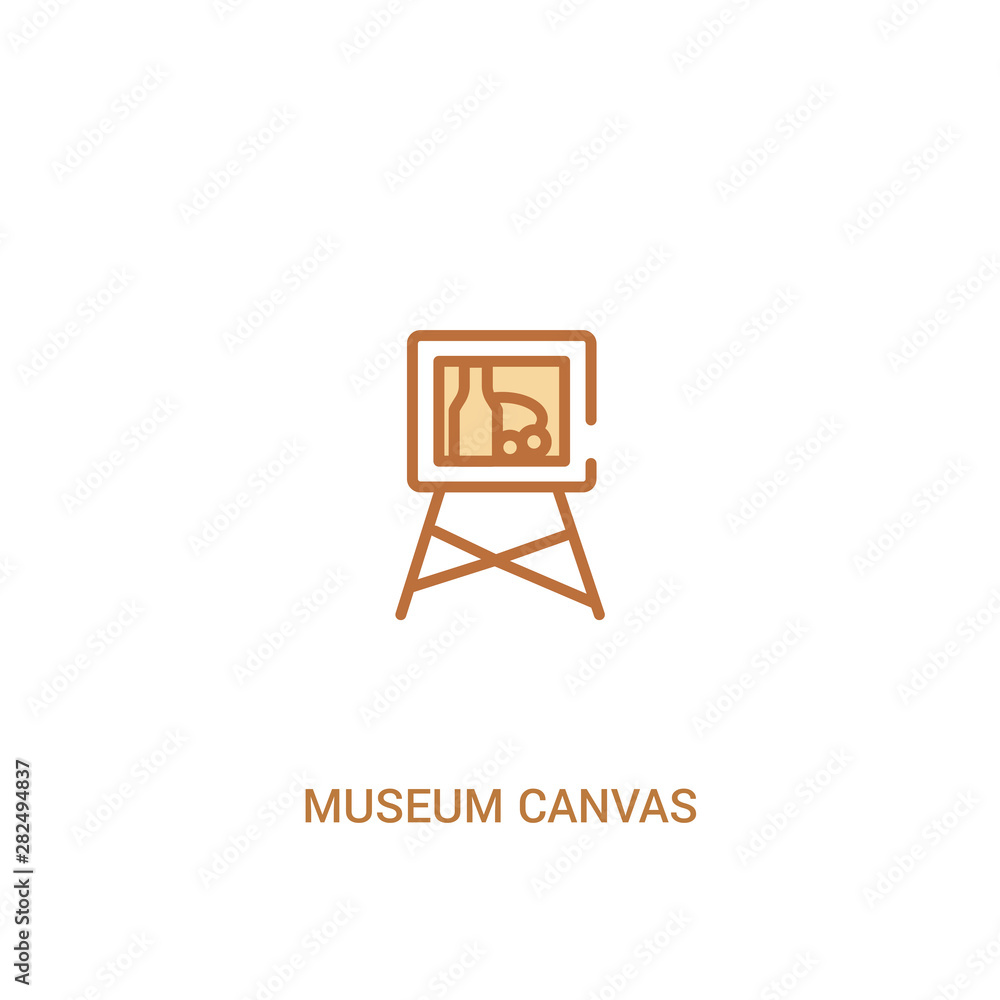Poster museum canvas concept 2 colored icon. simple line element illustration. outline brown museum canvas 