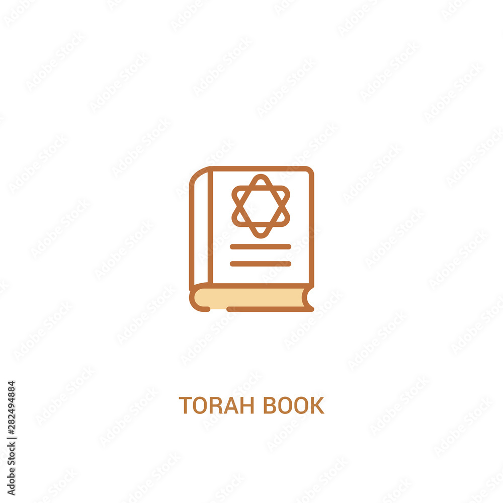 Poster torah book concept 2 colored icon. simple line element illustration. outline brown torah book symbol