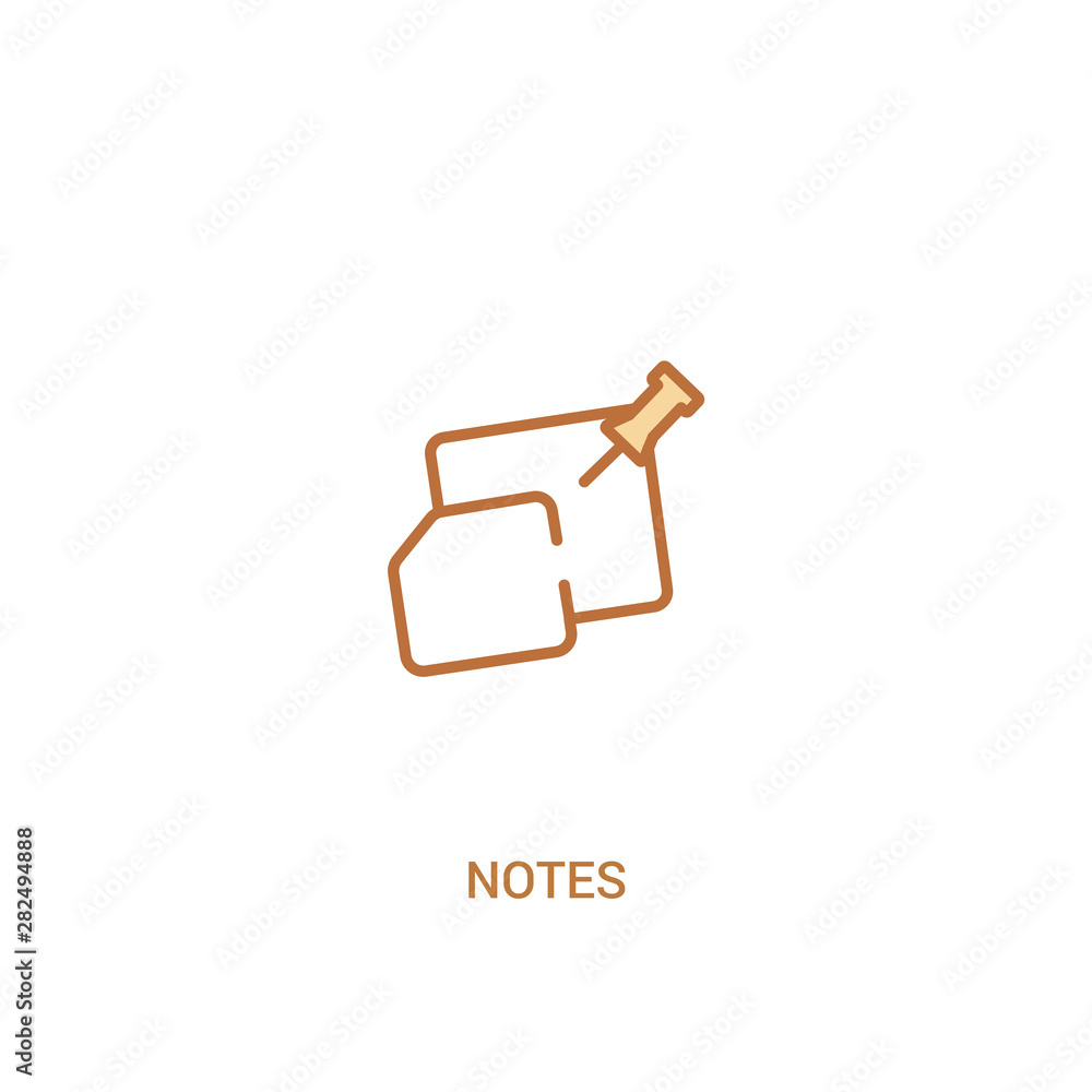 Poster notes concept 2 colored icon. simple line element illustration. outline brown notes symbol. can be u