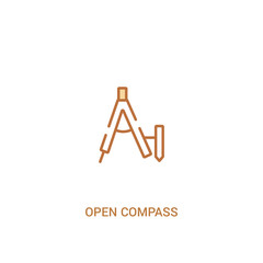 open compass concept 2 colored icon. simple line element illustration. outline brown open compass symbol. can be used for web and mobile ui/ux.
