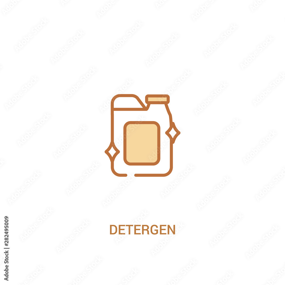 Poster detergen concept 2 colored icon. simple line element illustration. outline brown detergen symbol. ca