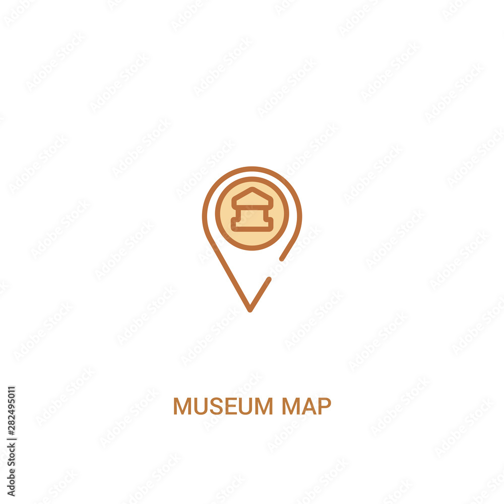 Aufkleber museum map concept 2 colored icon. simple line element illustration. outline brown museum map symbol