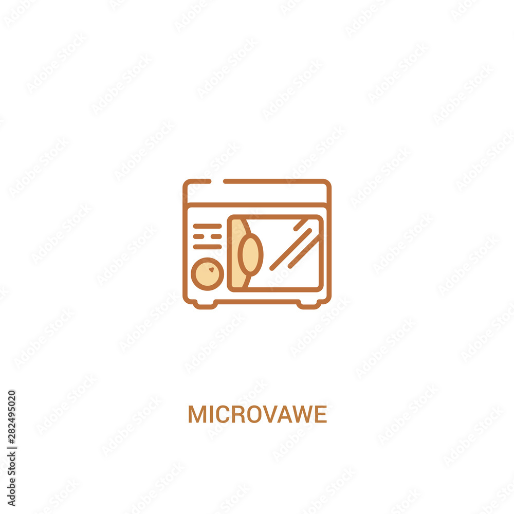 Poster microvawe concept 2 colored icon. simple line element illustration. outline brown microvawe symbol. 