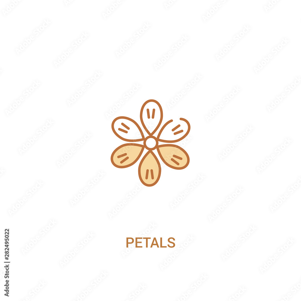 Aufkleber petals concept 2 colored icon. simple line element illustration. outline brown petals symbol. can be