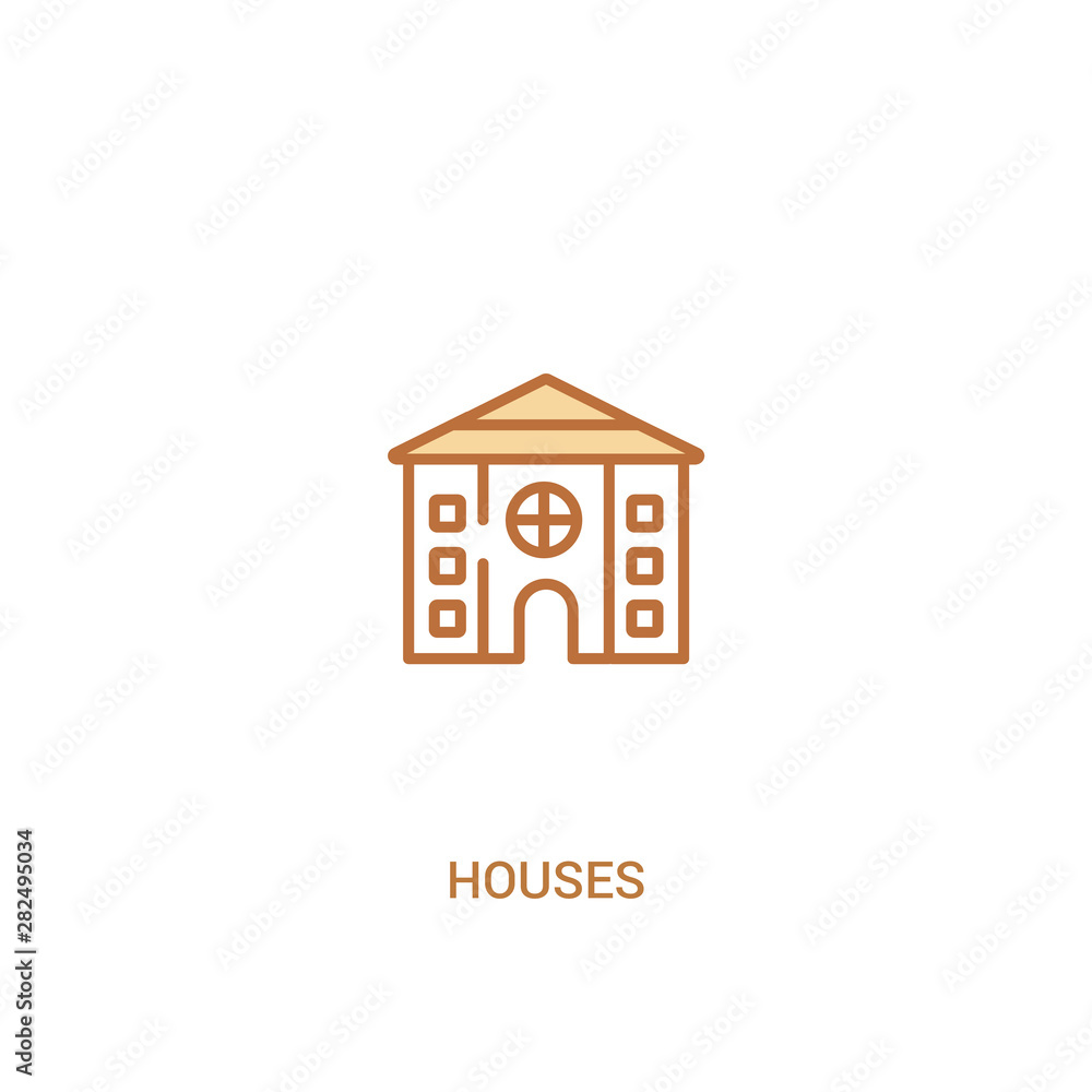 Poster houses concept 2 colored icon. simple line element illustration. outline brown houses symbol. can be