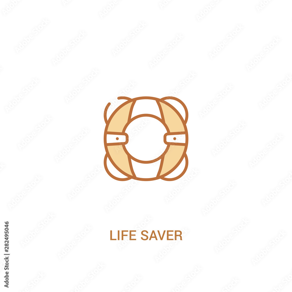 Poster life saver concept 2 colored icon. simple line element illustration. outline brown life saver symbol