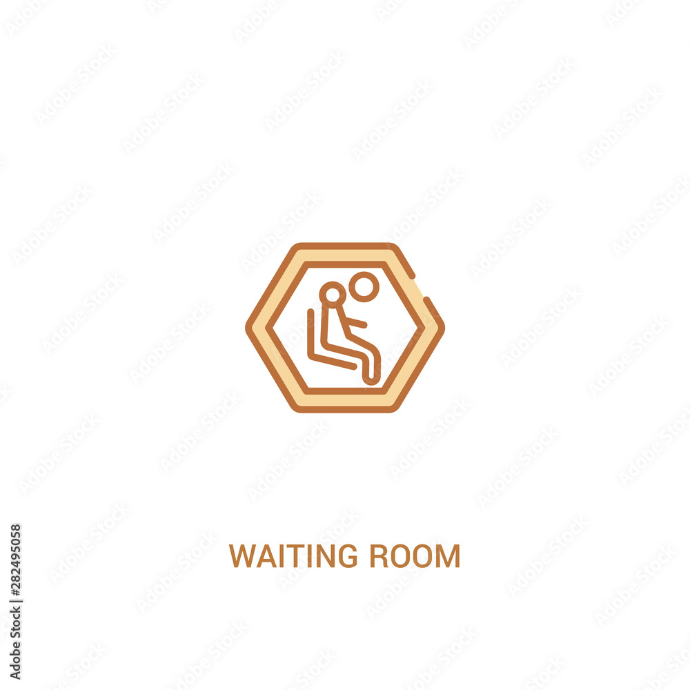 Poster waiting room concept 2 colored icon. simple line element illustration. outline brown waiting room sy