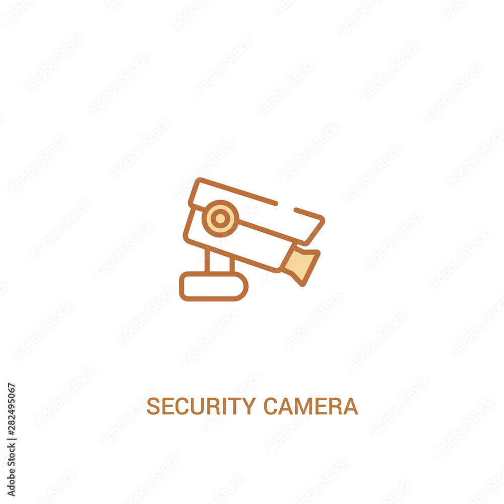 Poster security camera concept 2 colored icon. simple line element illustration. outline brown security cam