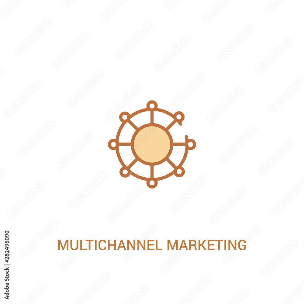 Poster multichannel marketing concept 2 colored icon. simple line element illustration. outline brown multi