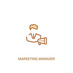 marketing manager concept 2 colored icon. simple line element illustration. outline brown marketing manager symbol. can be used for web and mobile ui/ux.