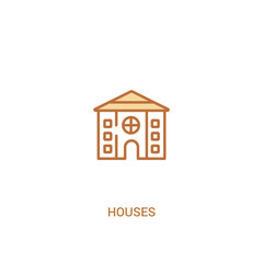 houses concept 2 colored icon. simple line element illustration. outline brown houses symbol. can be used for web and mobile ui/ux.