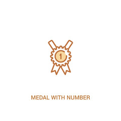 medal with number 1 concept 2 colored icon. simple line element illustration. outline brown medal with number 1 symbol. can be used for web and mobile ui/ux.