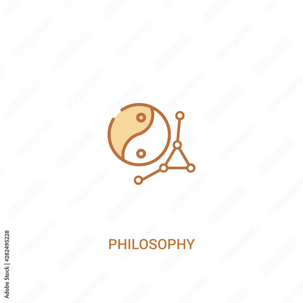 Poster philosophy concept 2 colored icon. simple line element illustration. outline brown philosophy symbol
