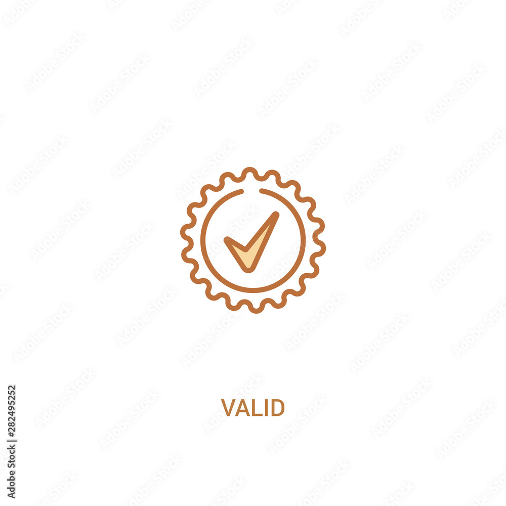Poster valid concept 2 colored icon. simple line element illustration. outline brown valid symbol. can be u