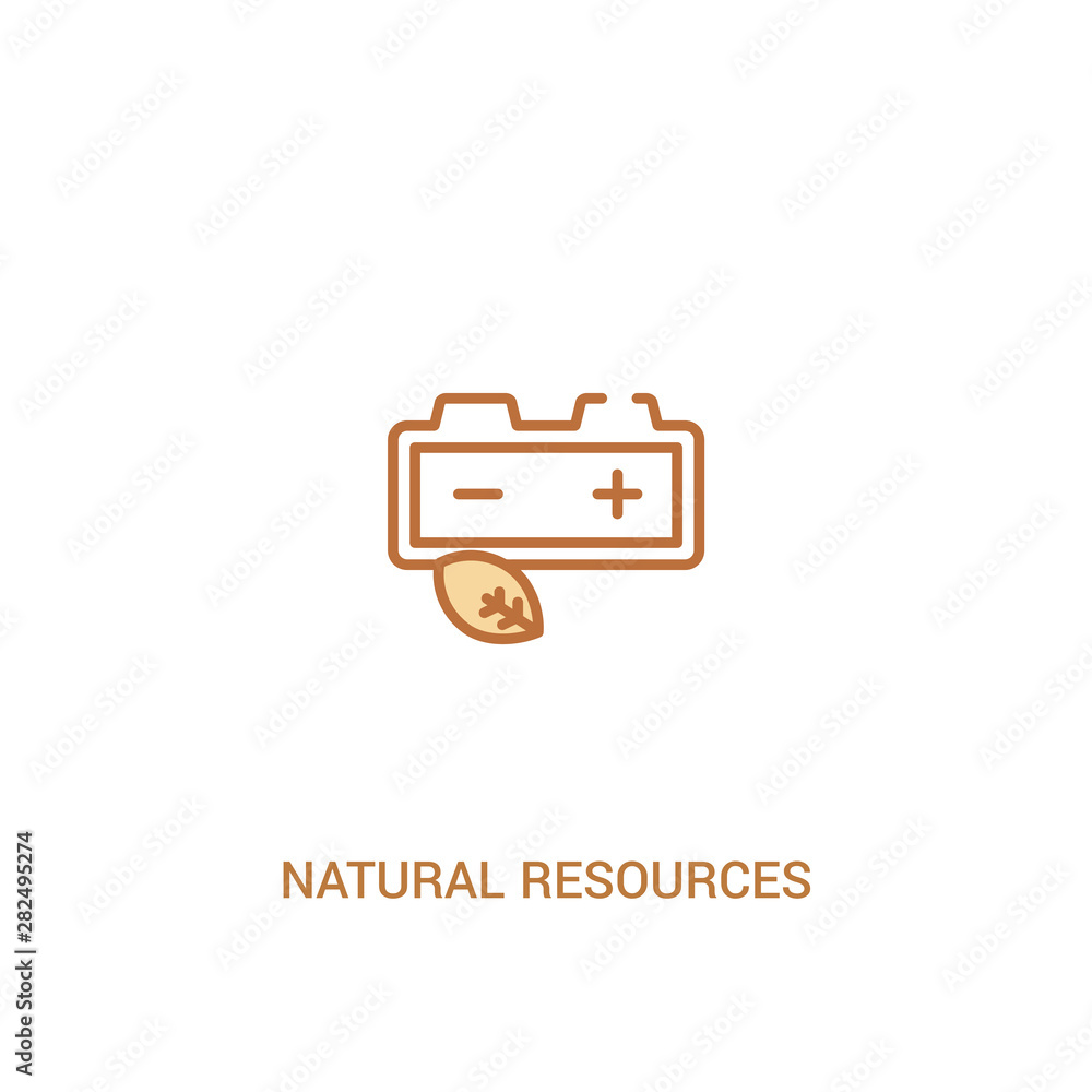 Poster natural resources concept 2 colored icon. simple line element illustration. outline brown natural re