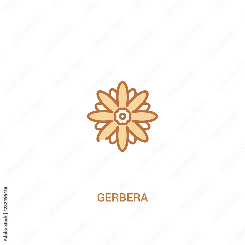 Poster gerbera concept 2 colored icon. simple line element illustration. outline brown gerbera symbol. can 