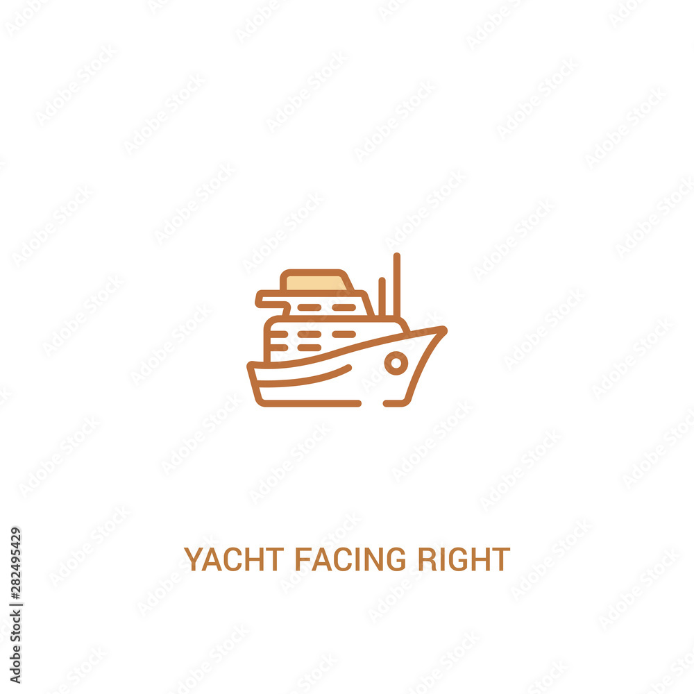 Poster yacht facing right concept 2 colored icon. simple line element illustration. outline brown yacht fac