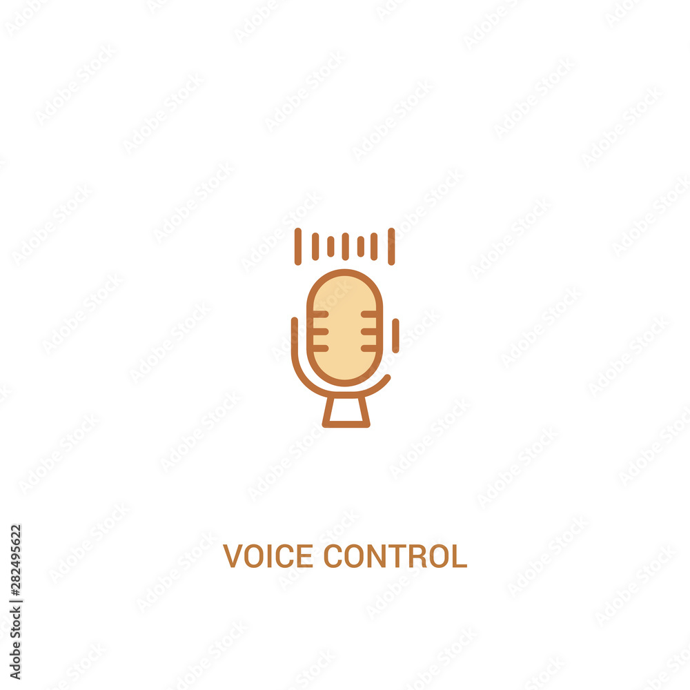 Poster voice control concept 2 colored icon. simple line element illustration. outline brown voice control 