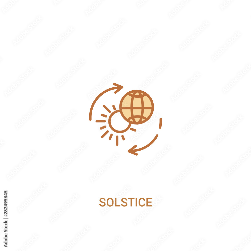 Poster solstice concept 2 colored icon. simple line element illustration. outline brown solstice symbol. ca