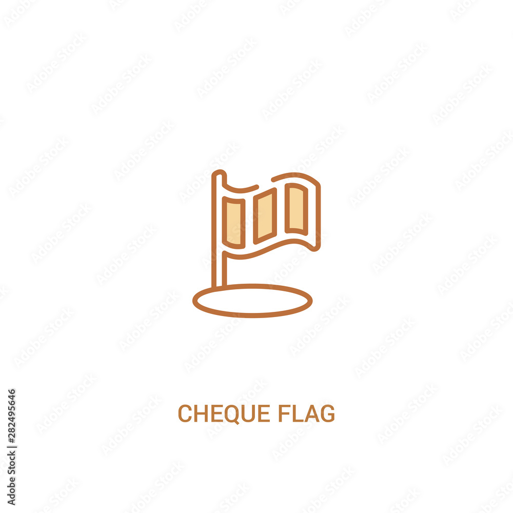 Poster cheque flag concept 2 colored icon. simple line element illustration. outline brown cheque flag symb