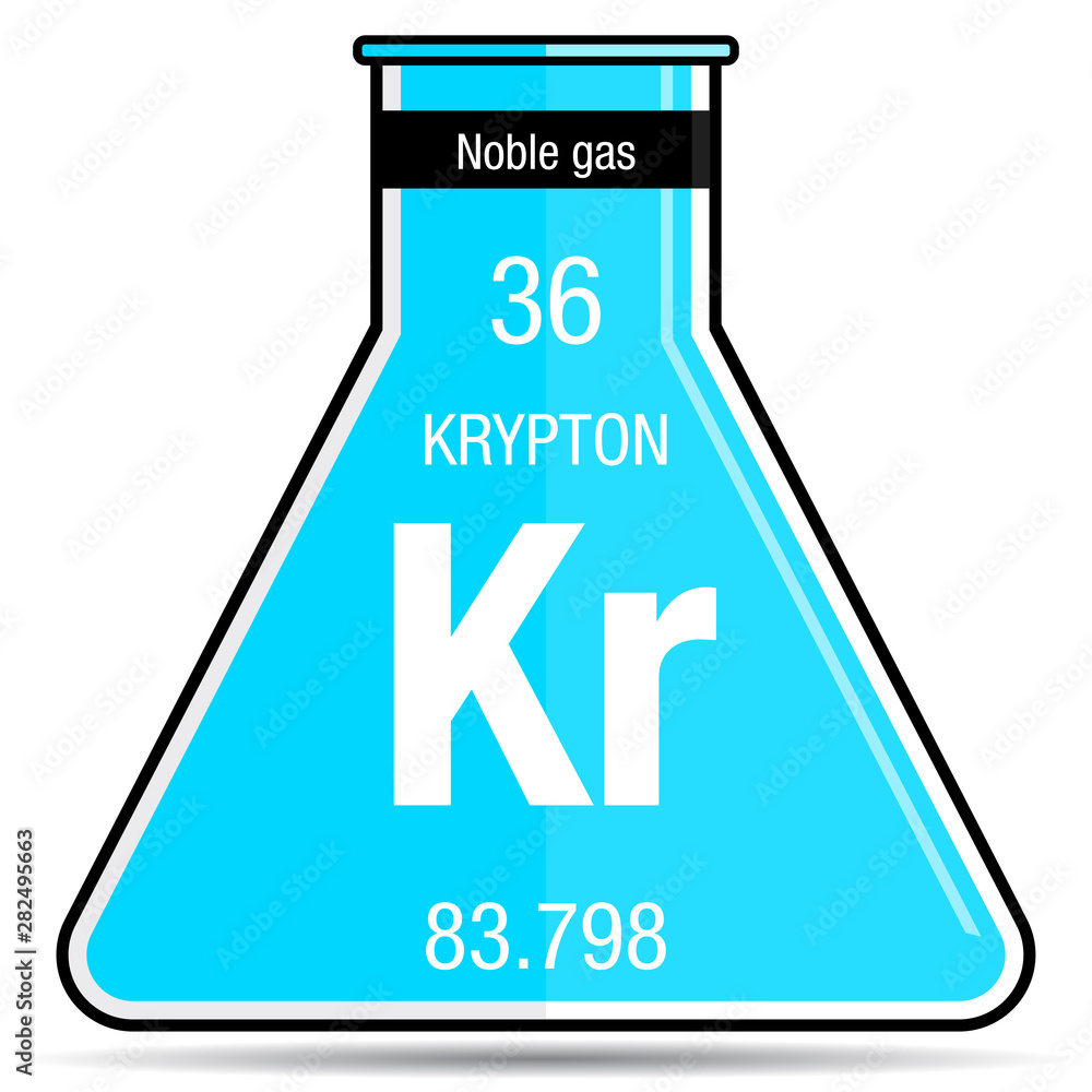 Wall mural Krypton symbol on chemical flask. Element number 36 of the Periodic Table of the Elements - Chemistry - Wall murals