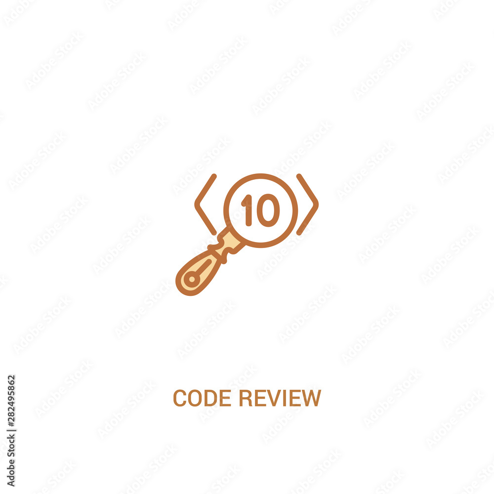 Poster code review concept 2 colored icon. simple line element illustration. outline brown code review symb