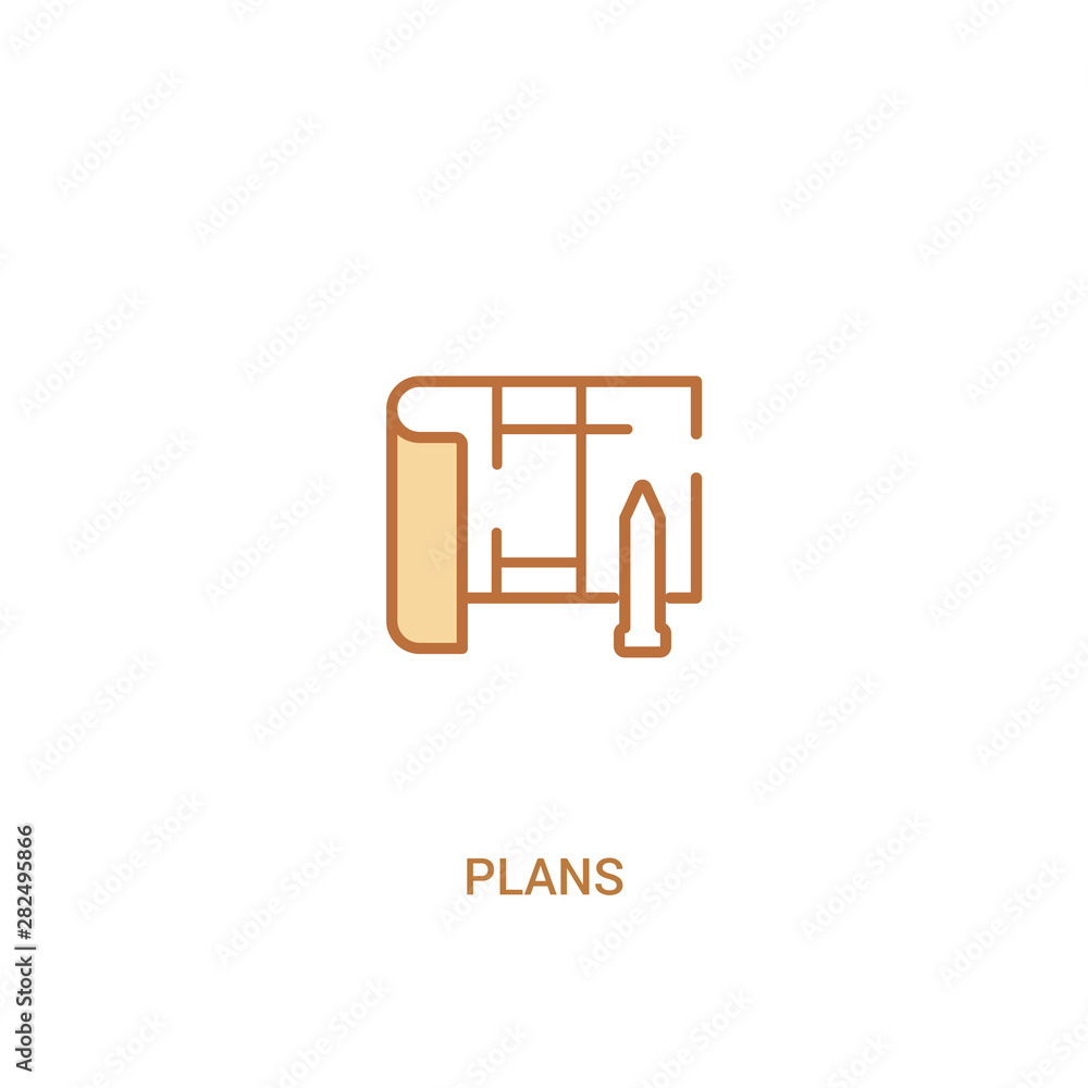 Aufkleber plans concept 2 colored icon. simple line element illustration. outline brown plans symbol. can be u