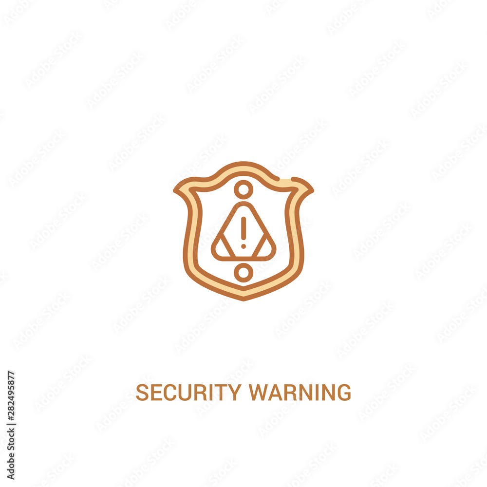 Poster security warning concept 2 colored icon. simple line element illustration. outline brown security wa