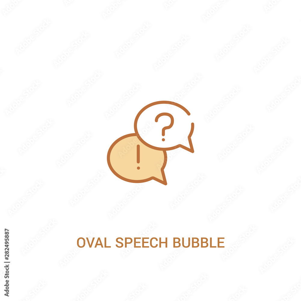 Poster oval speech bubble concept 2 colored icon. simple line element illustration. outline brown oval spee
