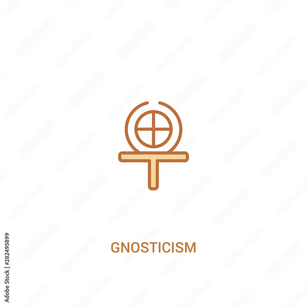 Poster gnosticism concept 2 colored icon. simple line element illustration. outline brown gnosticism symbol