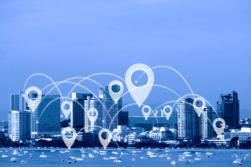 Map pin on the city.