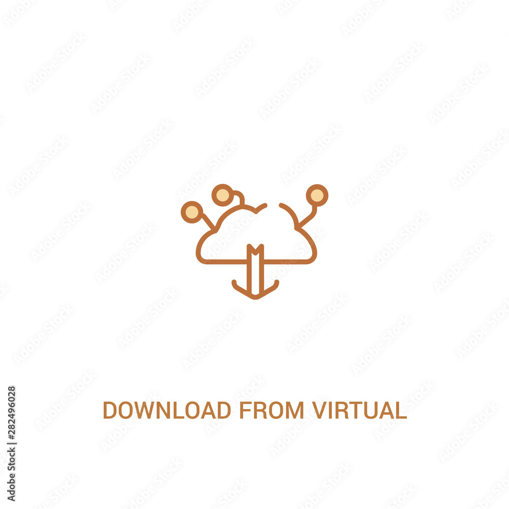 Aufkleber download from virtual cloud concept 2 colored icon. simple line element illustration. outline brown 