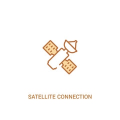 satellite connection concept 2 colored icon. simple line element illustration. outline brown satellite connection symbol. can be used for web and mobile ui/ux.