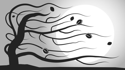 Autumn Forest With Falling Leaves. Nature. Autumn Landscape. Vector