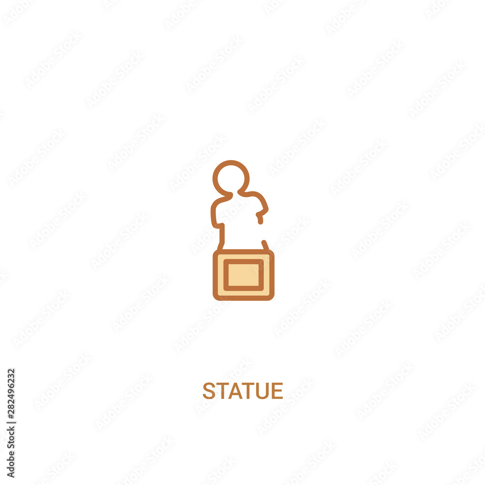 Poster statue concept 2 colored icon. simple line element illustration. outline brown statue symbol. can be