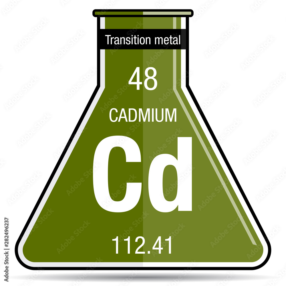 Wall mural Cadmium symbol on chemical flask. Element number 48 of the Periodic Table of the Elements - Chemistry - Wall murals