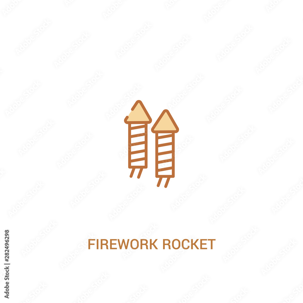 Poster firework rocket concept 2 colored icon. simple line element illustration. outline brown firework roc