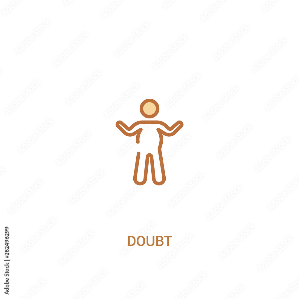 Poster doubt concept 2 colored icon. simple line element illustration. outline brown doubt symbol. can be u