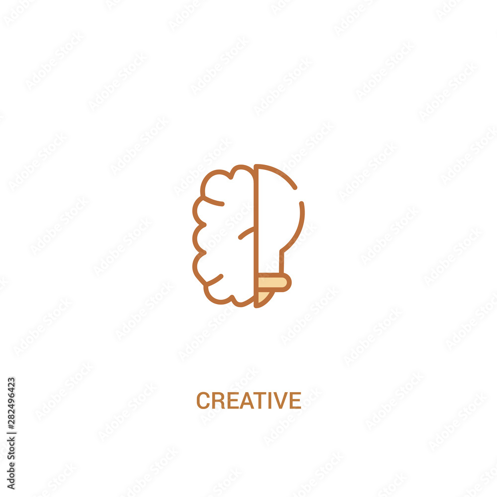 Aufkleber creative concept 2 colored icon. simple line element illustration. outline brown creative symbol. ca