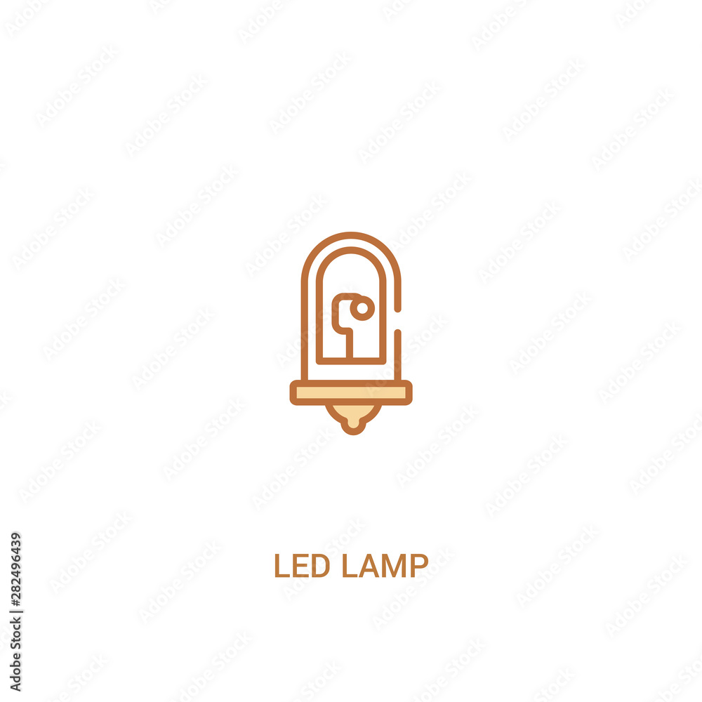 Poster led lamp concept 2 colored icon. simple line element illustration. outline brown led lamp symbol. ca