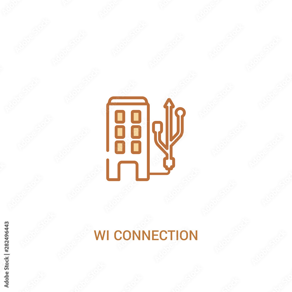 Poster wi connection concept 2 colored icon. simple line element illustration. outline brown wi connection 