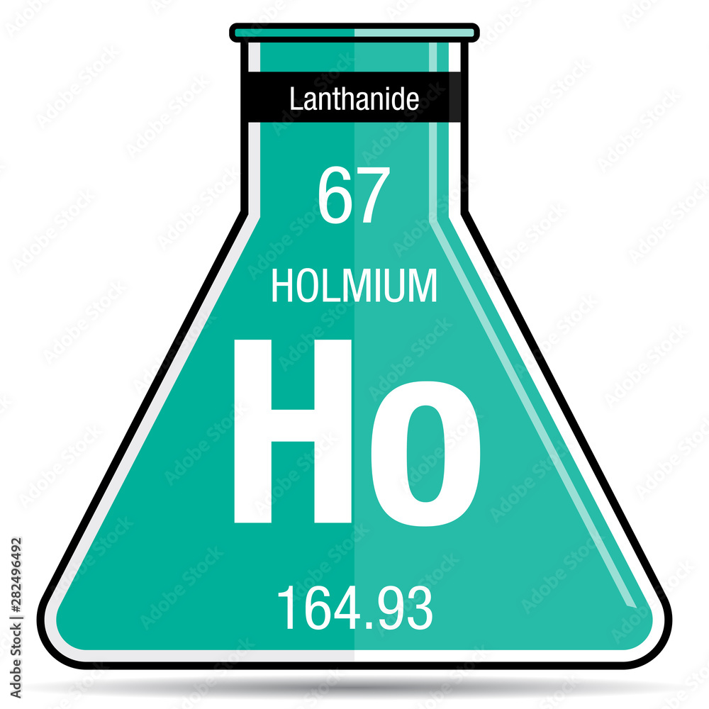 Wall mural Holmium symbol on chemical flask. Element number 67 of the Periodic Table of the Elements - Chemistry - Wall murals
