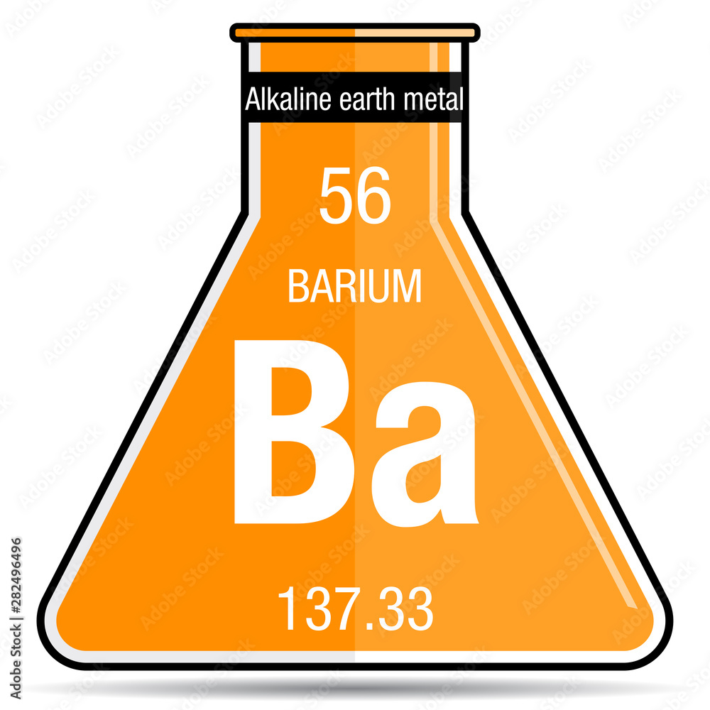 Wall mural Barium symbol on chemical flask. Element number 56 of the Periodic Table of the Elements - Chemistry - Wall murals