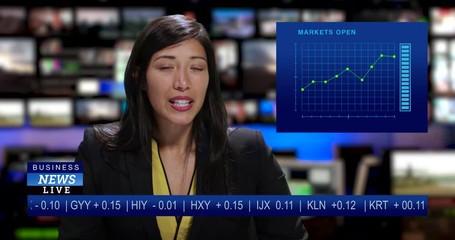 MS Female anchor speaking at news desk